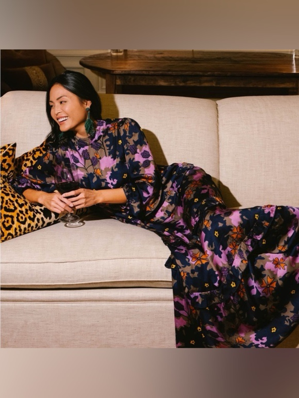 Oliphant Floral Maxi Dress - Navy and Pink - Picture 3 of 9